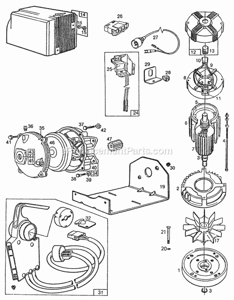 MotorControlsCover748005 Diagram and Parts List for 748001-0020-01  Briggs and Stratton Engine